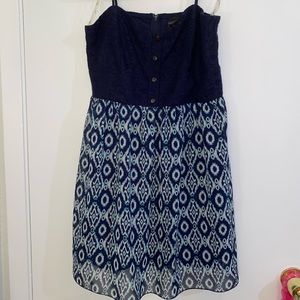 Blue dress with designs on bottom